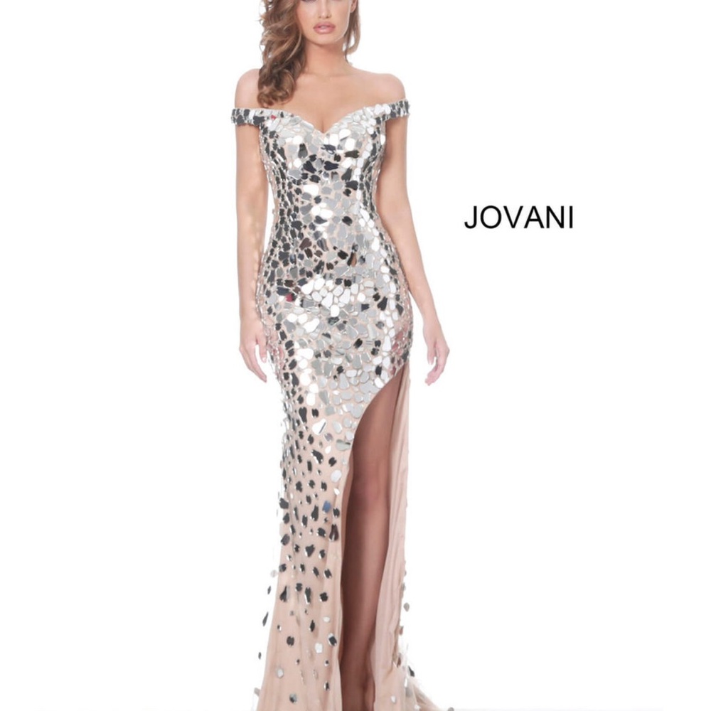 Jovani Silver Sequin Gown